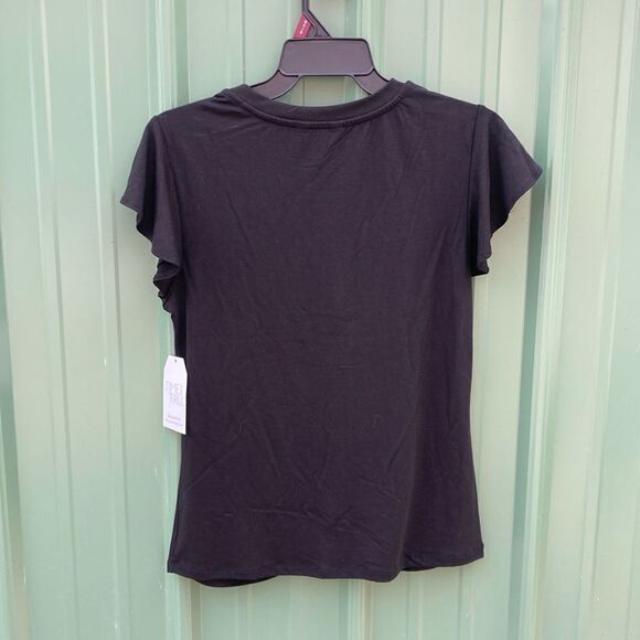 Women's Ultra Soft Relaxed Fit Twist Front Flutter Sleeve Top T-Shirt Size S - Picture 4 of 6